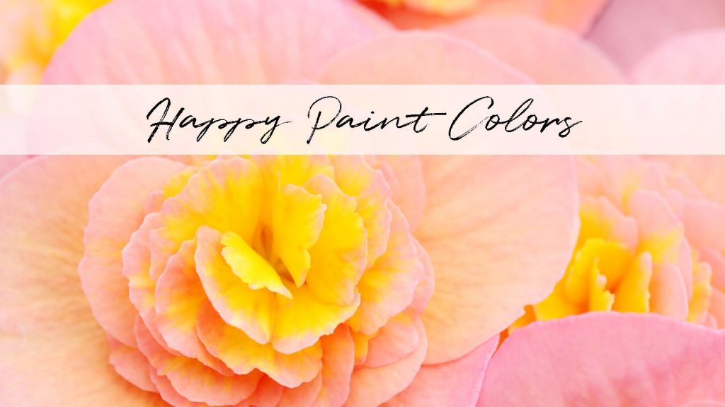 Extreme closeup of pink and yellow flowers with orange shadows, representing happiness in color psychology.