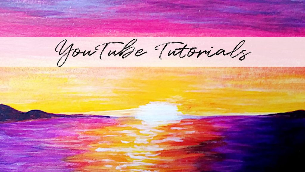 One of the very first sunsets I painted showcasing lots of bright colors like purple, pink, red, orange, and yellow.