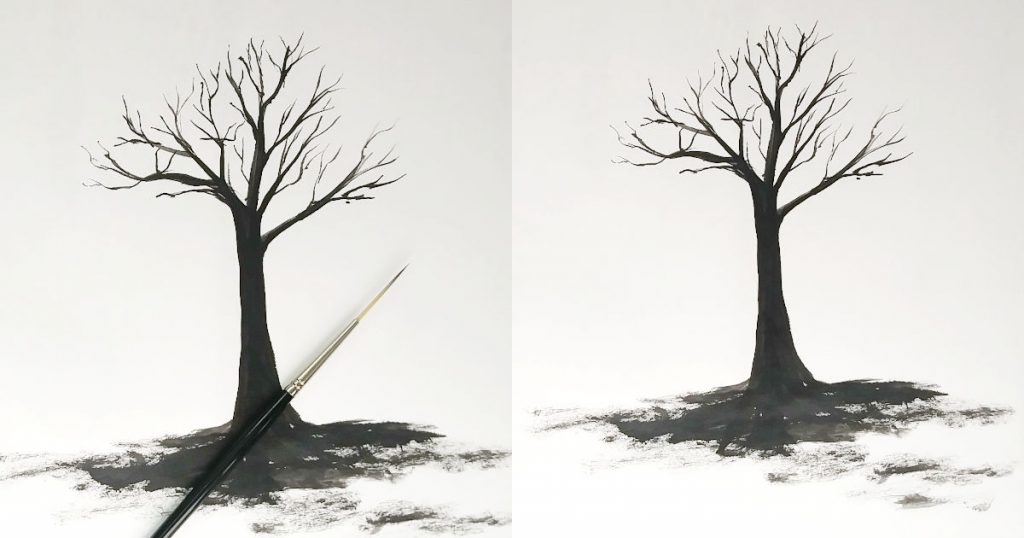 Using a script brush to paint thin tree branches.