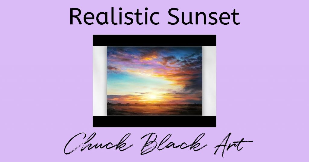 Painting tutorial of a cloudy sky with a realistic sunset