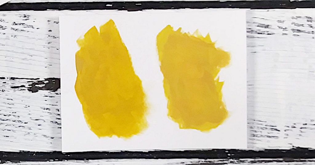 A yellow paint swatch showing how mixing paints together give you another way to find alternative paint colors
