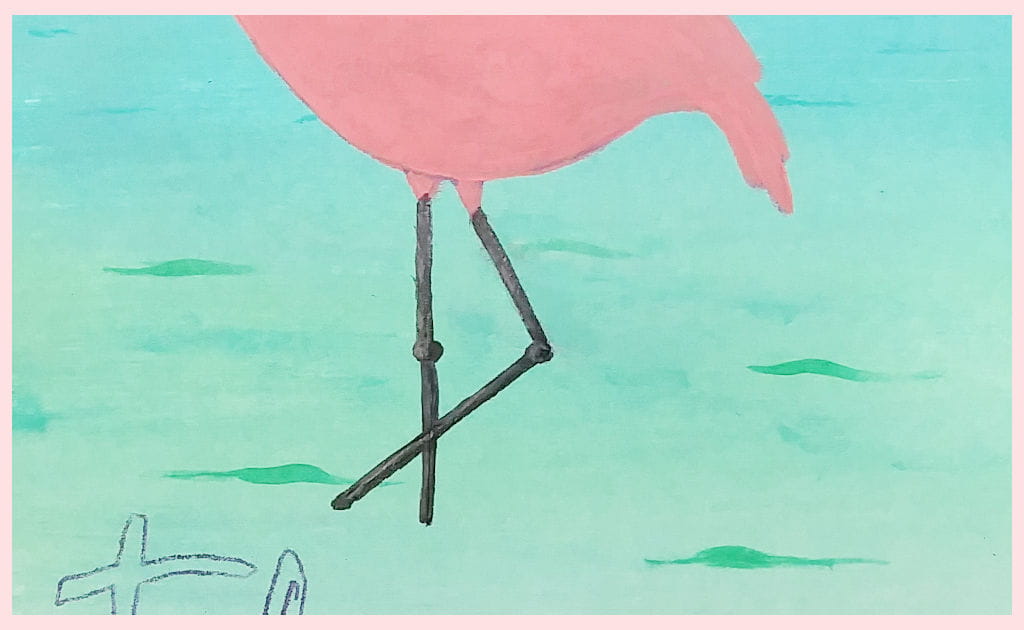 Closeup of the Flamingo's legs so you can see how highlights were added